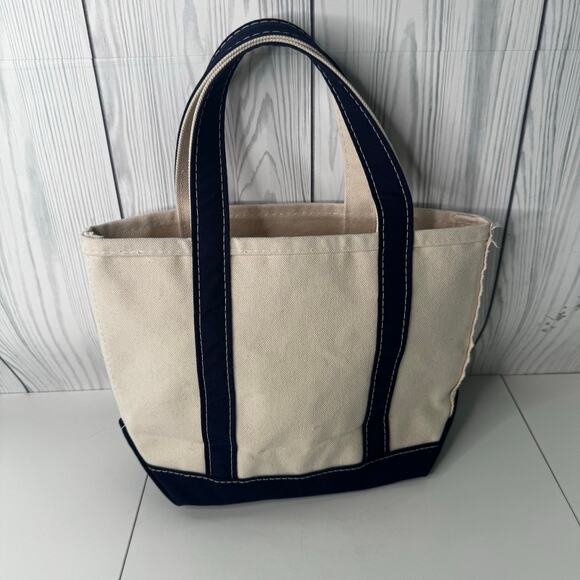 Vintage 1990s Mini Boat Tote Stiff Canvas Navy White Clean USA 1990s Tag - Picture 2 of 11